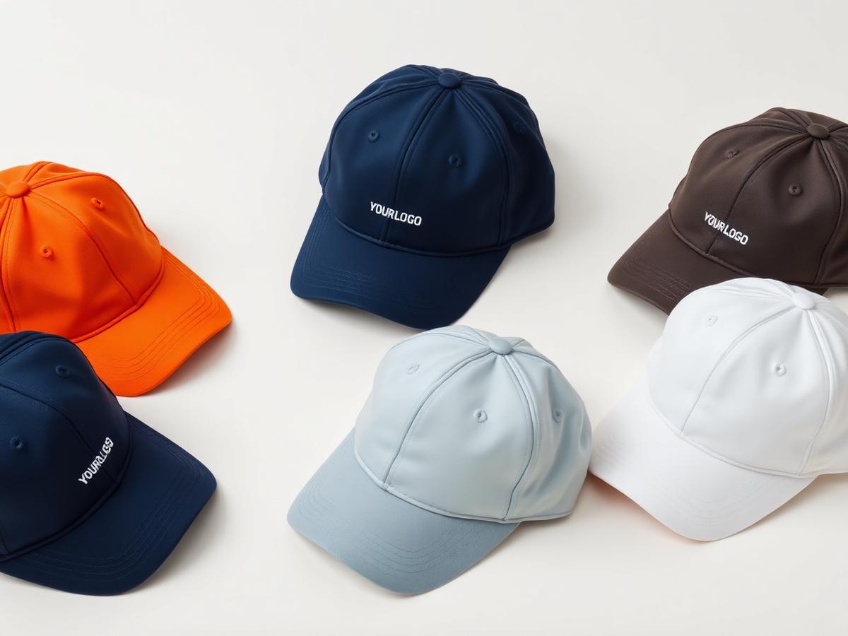 Custom caps in a selection of professional colours on a clean studio background