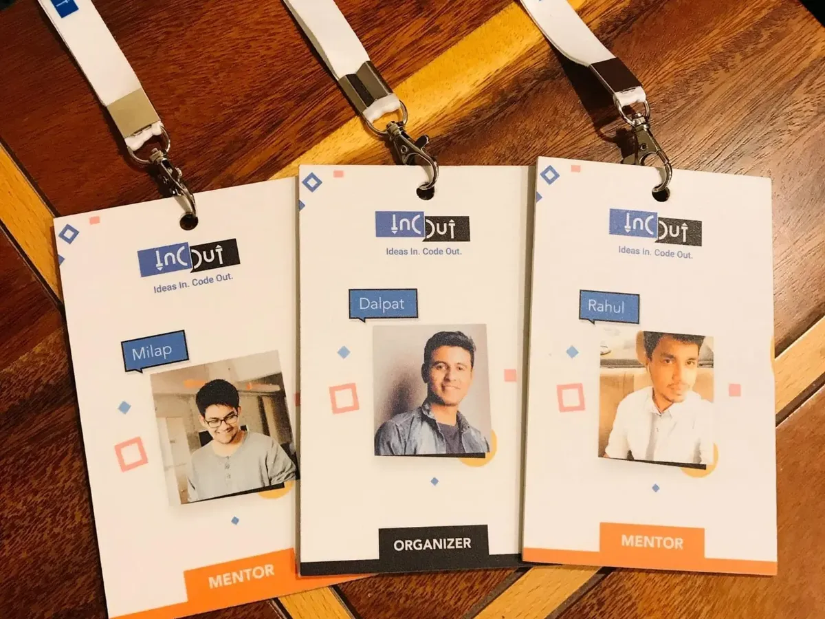 Devfolio printed lanyards and ID cards for event participants