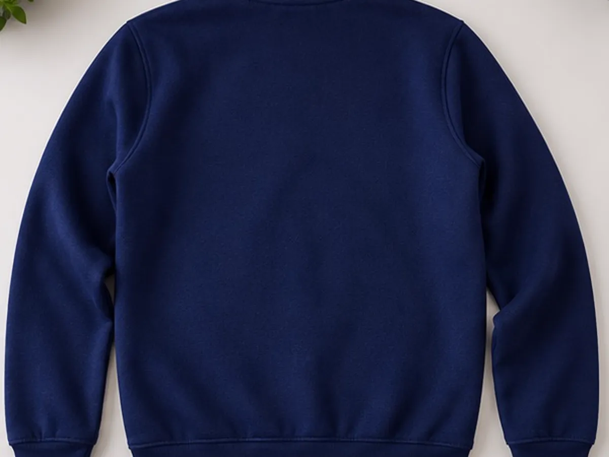Back view of the plain navy Google Code to Learn sweatshirt