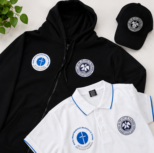 Black Mojo hoodie, black cap and white polo T-shirt with DTF printed artwork