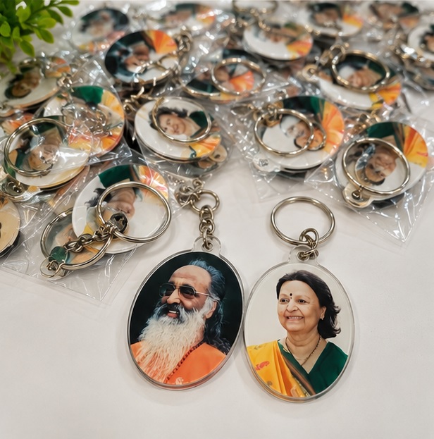 NGO - Sewa US acrylic sandwich double-side key holders with portrait artwork